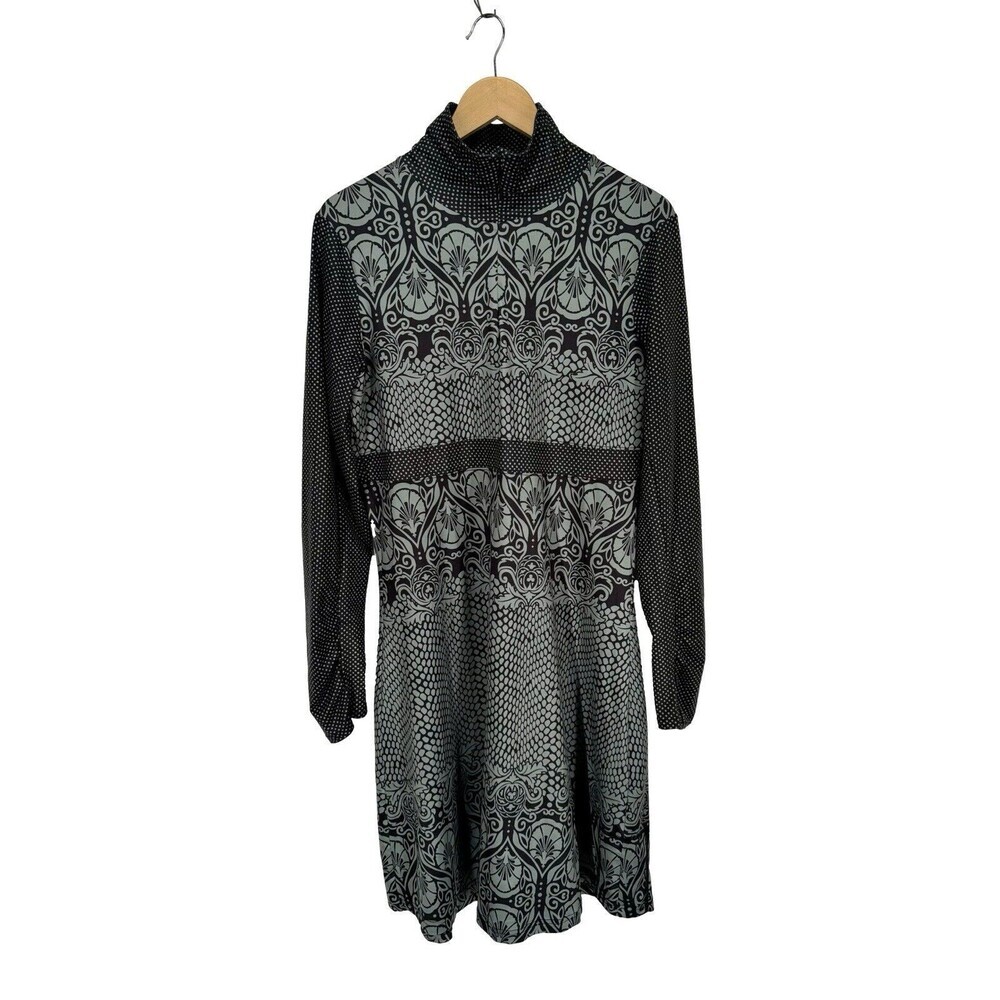 Prana Grey Spitfire Long Sleeve 1/4 Zip Pullover Athleisure Dress Geometric Sz L